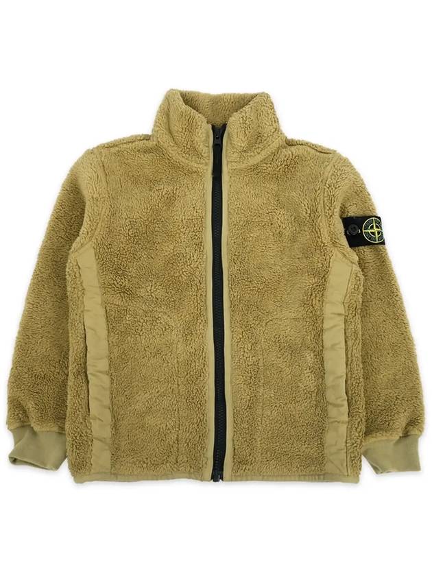 Kids Garment Dyed Cotton Polyester Terry Zip Up Jacket Mustard - STONE ISLAND - BALAAN 4