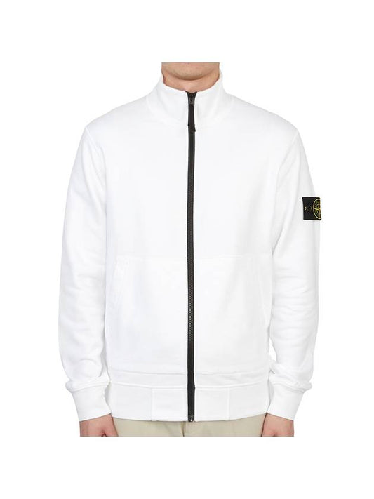Wappen Patch Cotton Fleece Zip-up Jacket White - STONE ISLAND - BALAAN 1