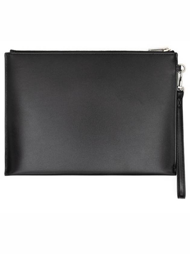 Monogram Silver Logo Clutch Bag Black - SAINT LAURENT - BALAAN 3