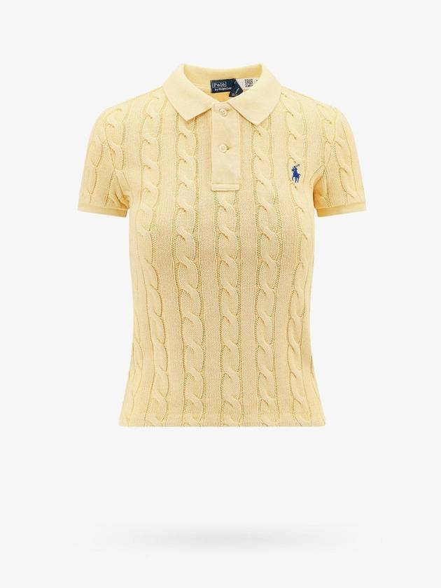 Embroidered Logo Slim Fit Knit Polo Shirt Yellow - POLO RALPH LAUREN - BALAAN 1