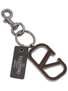 V Logo Signature Key Ring Silver Brown - VALENTINO - BALAAN 4