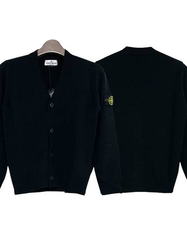 Kids Waffen Patch V Neck Cardigan 6 8 Black 7916501Z1 V0029 - STONE ISLAND - BALAAN 1