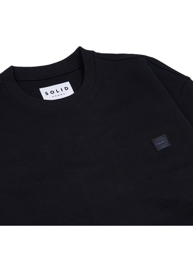 Solid Embroidery Sweatshirt Black - SOLID HOMME - BALAAN 5