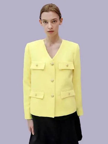 Gold Button V-neck Yellow JacketGold Button Yellow JK - DAMAGE MNEMONIC - BALAAN 1