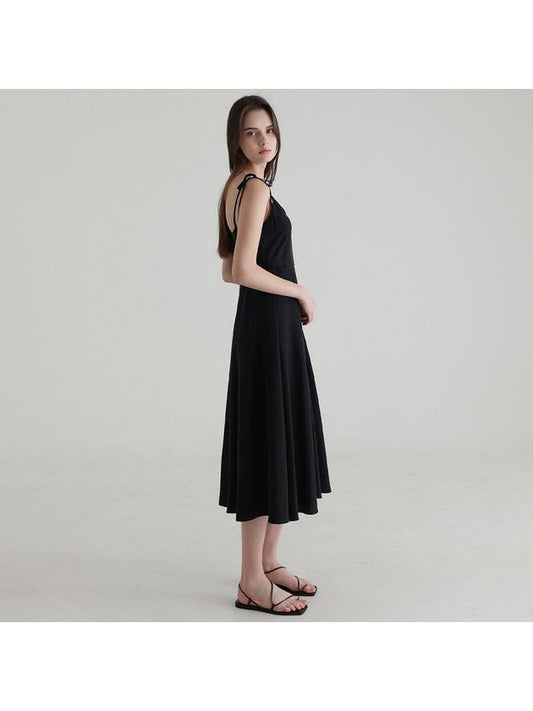 Recycled nylon tie shoulder dress BLACK - STAY WITH ME - BALAAN 2