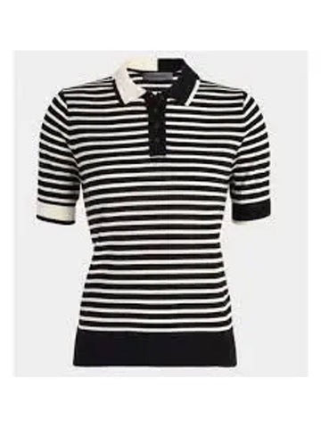 CONTRAST STRIPE MERINO WOOL S SWEATER POLO GLS000002 ONYX Women Short Sleeve - G/FORE - BALAAN 1