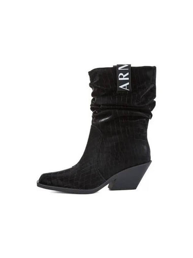 Women s Logo Pull Tab Wrinkle Boots Black 271460 - ARMANI EXCHANGE - BALAAN 1