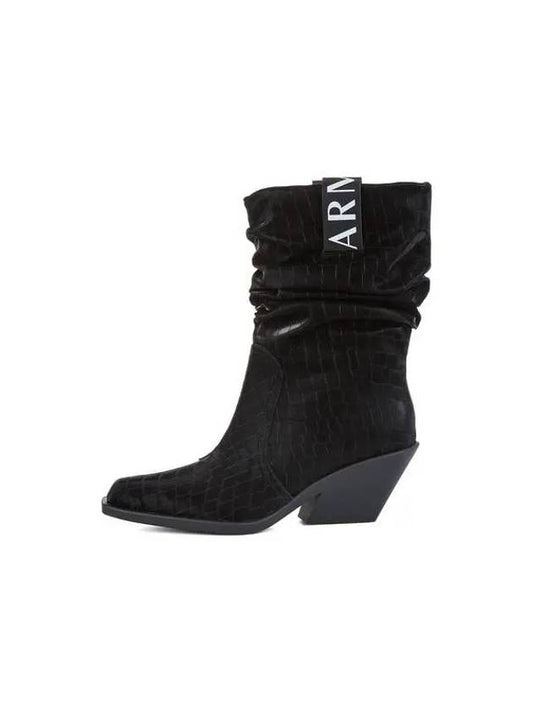 Women's Logo Pull Tab Wrinkle Boots Black 270710 - ARMANI EXCHANGE - BALAAN 1