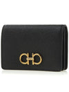 Gancini Leather Card Wallet Black - SALVATORE FERRAGAMO - BALAAN 3