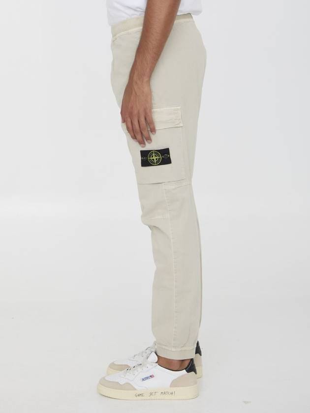 Stretch Cotton Cargo Straight Pants White - STONE ISLAND - BALAAN 4