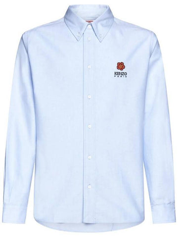 Boke Flower Crest Long Sleeve Shirt Sky Blue - KENZO - BALAAN 1