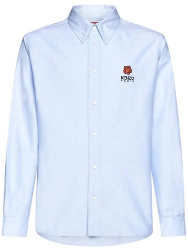 Boke Flower Crest Long Sleeve Shirt Sky Blue - KENZO - BALAAN 1