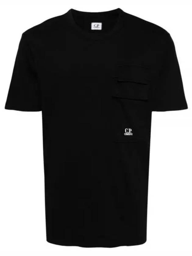 20/1 Jersey Flap Pocket Short Sleeve T-Shirt Black - CP COMPANY - BALAAN 2