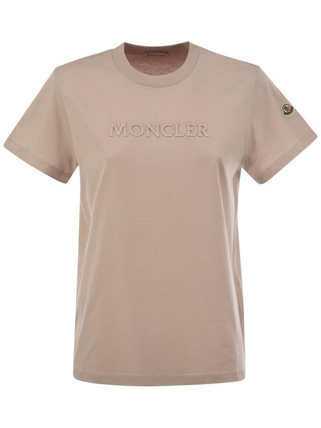 Cotton T-shirt with tone-on-tone embroidered logo - MONCLER - BALAAN 1