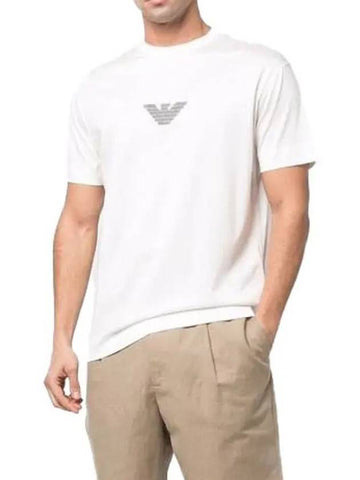 Felt Eagle Patch Tencel Blend Short Sleeve T-Shirt White - EMPORIO ARMANI - BALAAN 1