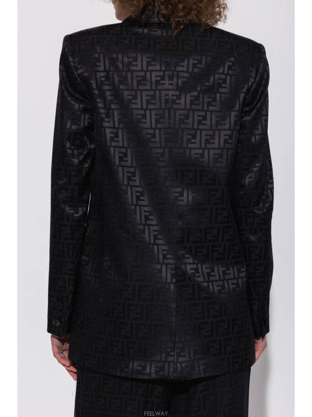 Logo Double Button Blazer Jacket Black - FENDI - BALAAN 3