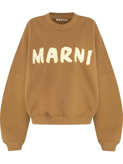 Logo Print Cotton Sweatshirt Olive - MARNI - BALAAN 2