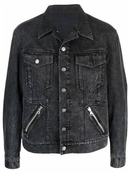 zipper detail denim jacket black - BALMAIN - BALAAN 1