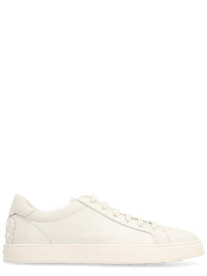 Men's Lace Up Leather Low Top Sneakers Milk White - TOD'S - BALAAN 2