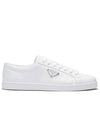 Brushed Leather Low Top Sneakers White - PRADA - BALAAN 2