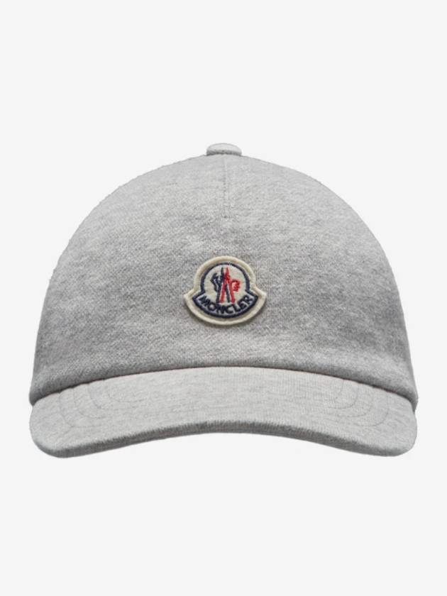 Fleece Logo Patch Cotton Baseball Ball Cap Grey - MONCLER - BALAAN 2