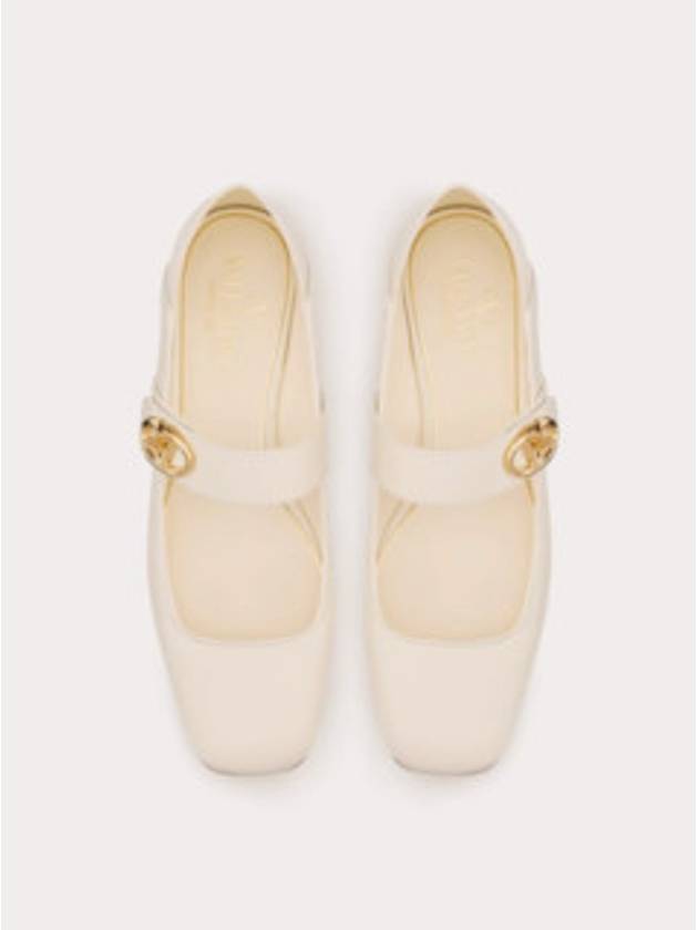 V Logo Rocker Mary Jane Ballerina White - VALENTINO - BALAAN 4