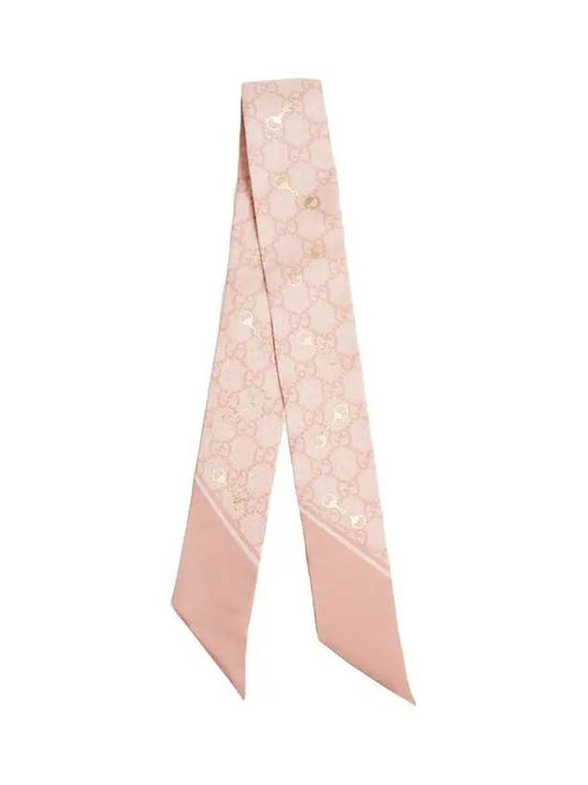 GG Print Horsebit Silk Neck Bow Rose Pink Ivory 6637193G0015878 - GUCCI - BALAAN 2