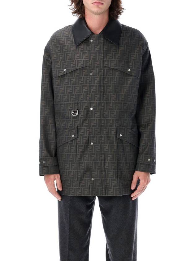 Waxed FF Jacquard Blouson Jacket Brown - FENDI - BALAAN 2