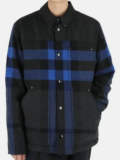 Men's Check Overfit Shirt Jacket Black Blue - BURBERRY - BALAAN 2