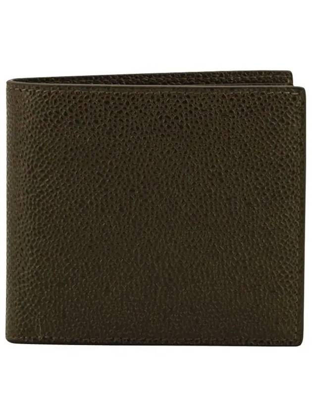 Pebble Grain Leather Half Wallet Dark Brown - THOM BROWNE - BALAAN 2