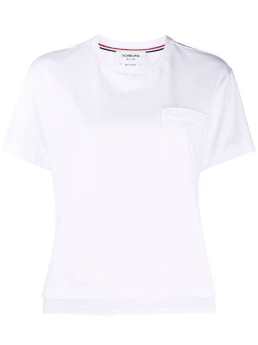 Midweight Jersey Boxy Pocket Short Sleeve T-Shirt White - THOM BROWNE - BALAAN 1