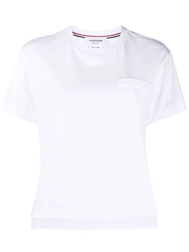 Midweight Jersey Boxy Pocket Short Sleeve T-Shirt White - THOM BROWNE - BALAAN 1