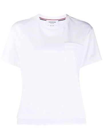 Midweight Jersey Boxy Pocket Short Sleeve T-Shirt White - THOM BROWNE - BALAAN 1