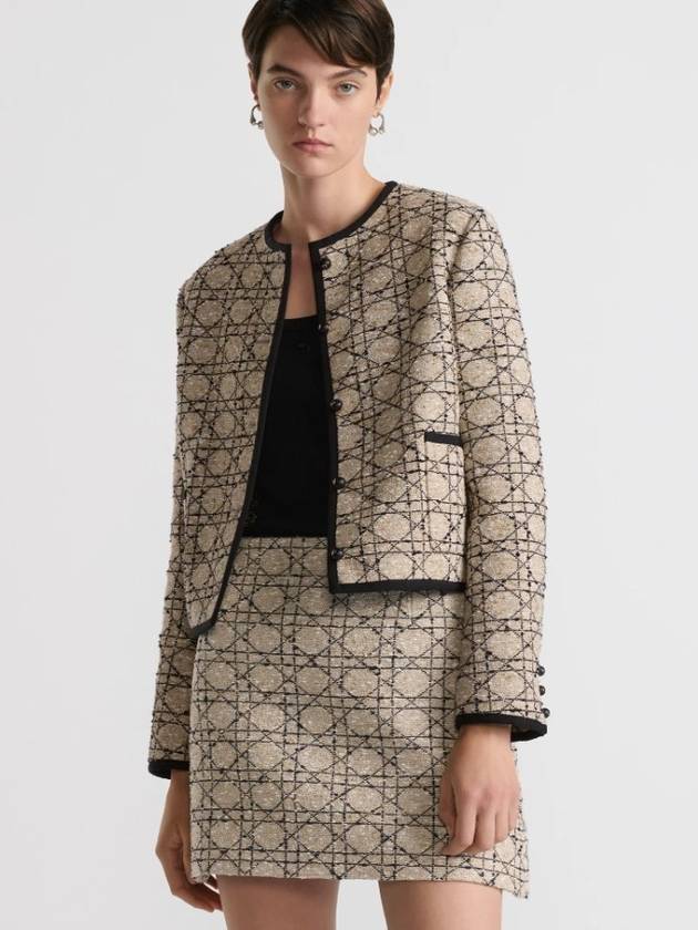 Cannage Cropped Tweed Jacket Beige - DIOR - BALAAN 4