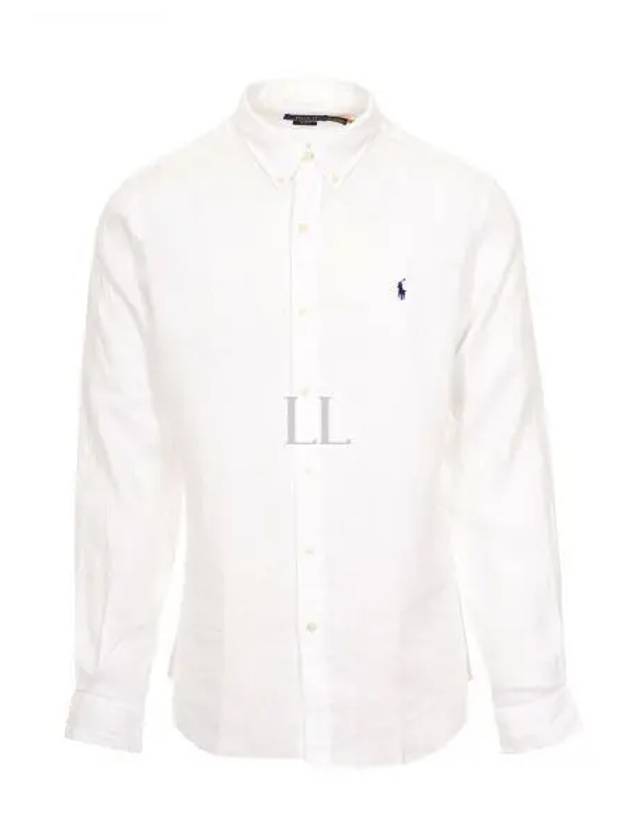 Embroidered Pony Linen Long Sleeve Shirt White - POLO RALPH LAUREN - BALAAN 2