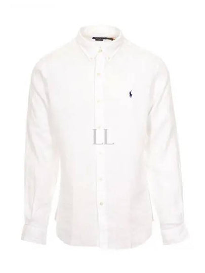 Embroidered Pony Linen Long Sleeve Shirt White - POLO RALPH LAUREN - BALAAN 2