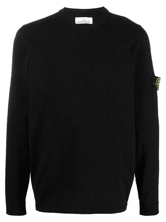 Raw Hand Cotton Crewneck Knit Top Black - STONE ISLAND - BALAAN 2