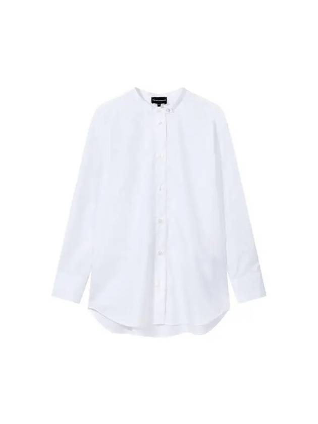 Women s Embroidered Logo Mandarin Collar Shirt White 270661 - EMPORIO ARMANI - BALAAN 1