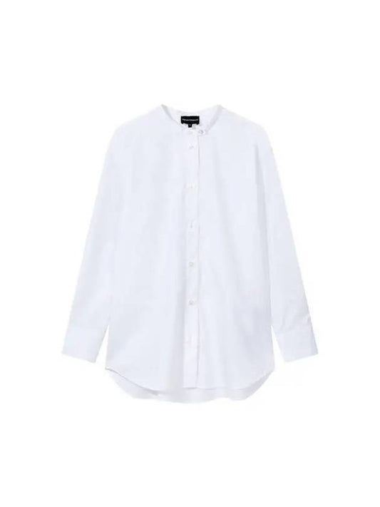 Women s Embroidered Logo Mandarin Collar Shirt White 270661 - EMPORIO ARMANI - BALAAN 1