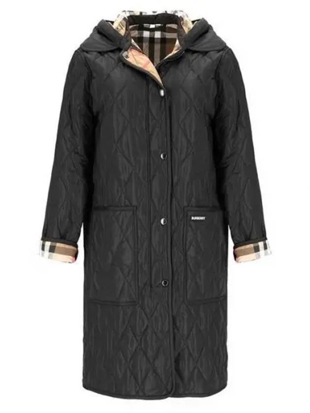 Parkgate Hooded Long Quilted Jacket Black - BURBERRY - BALAAN 2