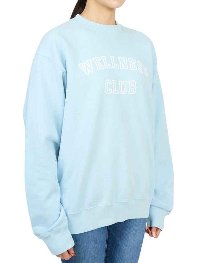 Wellness Club Flock Crew Neck Cotton Sweatshirt Baby Blue - SPORTY & RICH - BALAAN 4