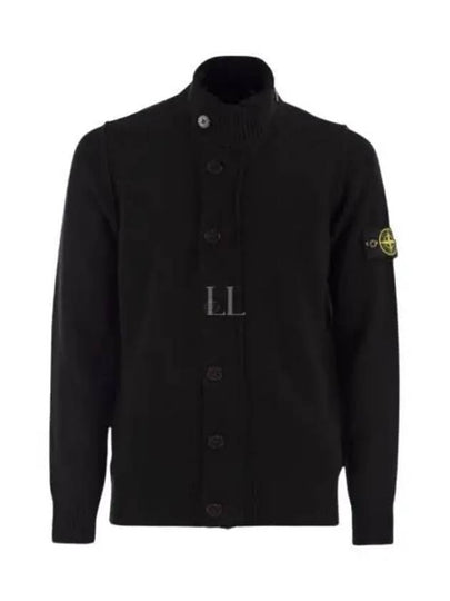 Wappen High Neck Button Up Wool Cardigan Black - STONE ISLAND - BALAAN 2