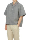 Striped Short Sleeve Shirt Grey - THOM BROWNE - BALAAN 7