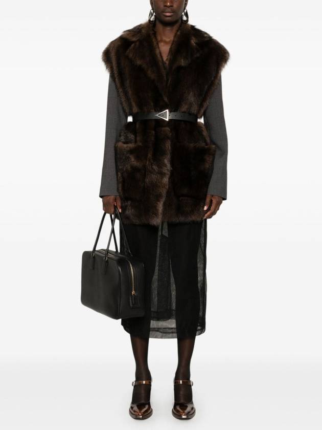 Belted shearling vest Mahogany - PRADA - BALAAN 3