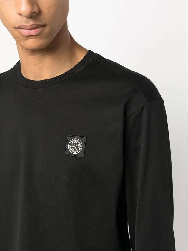 Cotton Jersey Long Sleeve T Shirt Black - STONE ISLAND - BALAAN 4