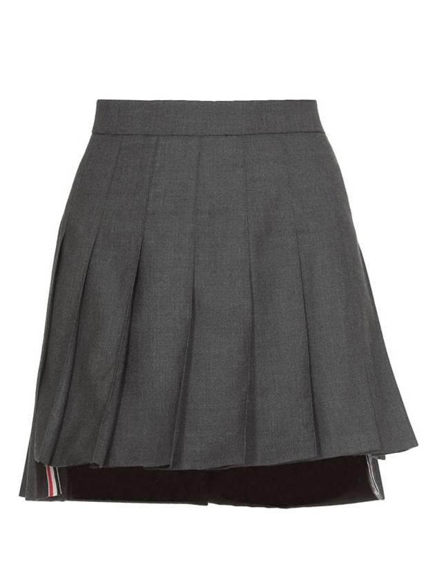 Wool Pleated Skirt Dark Gray - THOM BROWNE - BALAAN 1