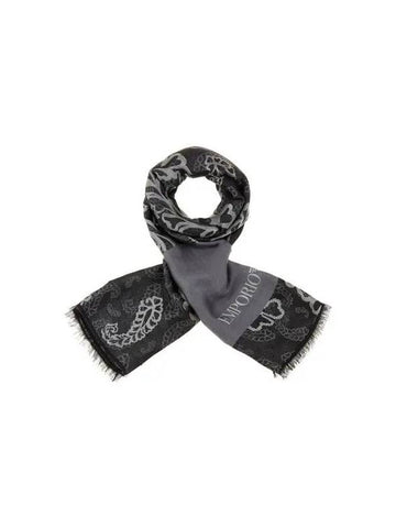 Men s Paisley Graphic Rayon Stole Black 270474 - EMPORIO ARMANI - BALAAN 1