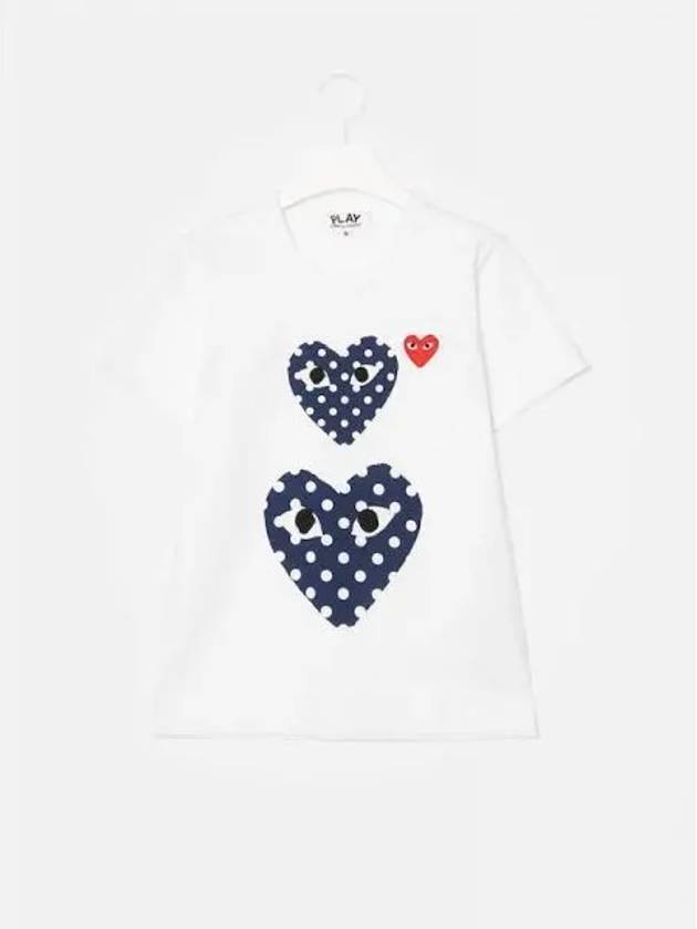 Women s Red Heart Waffen Polka Dot Double T shirt White Domestic Product GM0023051586899 - COMME DES GARCONS PLAY - BALAAN 1