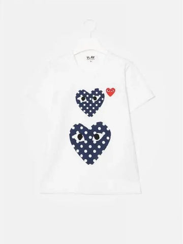 Women s Red Heart Waffen Polka Dot Double T shirt White Domestic Product GM0023051586899 - COMME DES GARCONS PLAY - BALAAN 1