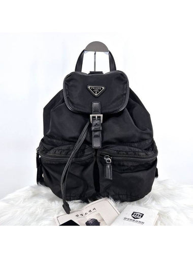 Triangular logo nylon backpack black - PRADA - BALAAN 1